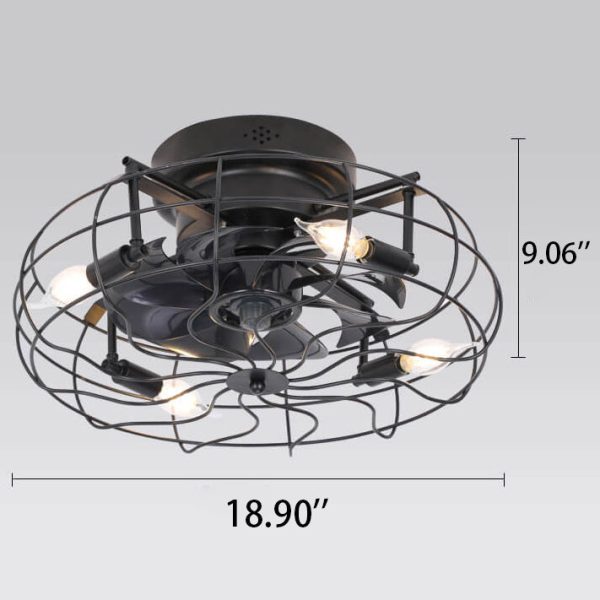 Industrial Retro Tungsten Light Bulb 4-Light Flush Mount Ceiling Fan Light - Image 3