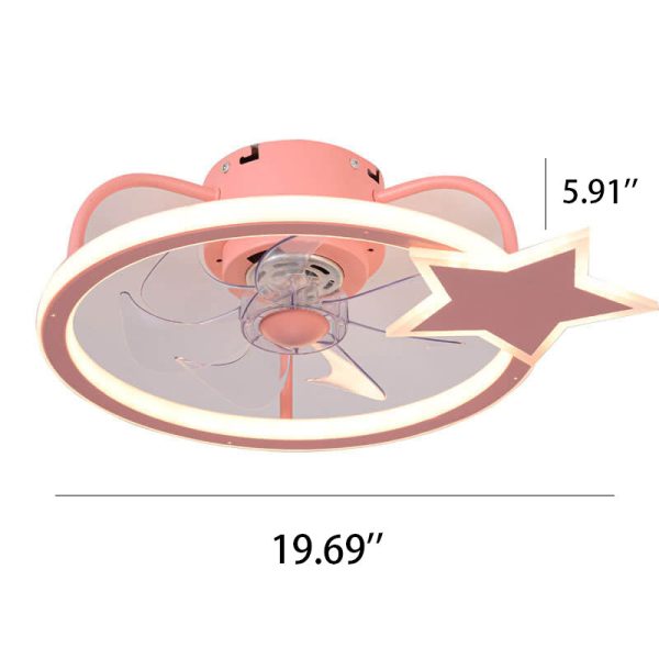 Childlike Star/Dolphin Design Quiet LED Flush Mount Fan Light - Image 10