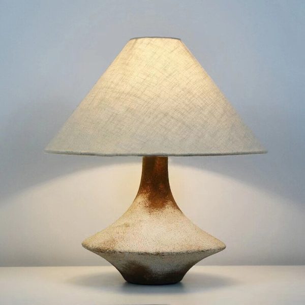 Wabi-Sabi Vintage Cone Vase Base Ceramic Fabric 1-Light Table Lamp - Image 2