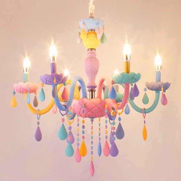Modern Children's Princess Macaroon Candelabra Crystal Glass 5/6/8/10/12/15 Light Chandelier - Image 28