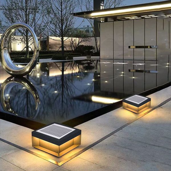 Solar Modern Simple Glass Cuboid LED Outdoor Landscape Light - Image 21