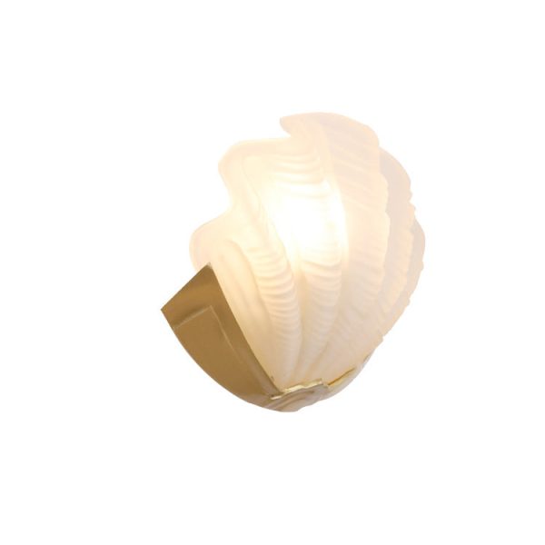 Modern Art Deco Shell Brass Glass 1-Light Wall Sconce Lamp For Living Room - Image 9