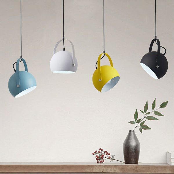 Nordic Macaron Aluminum Semicircle 1-Light Pendant Light - Image 10