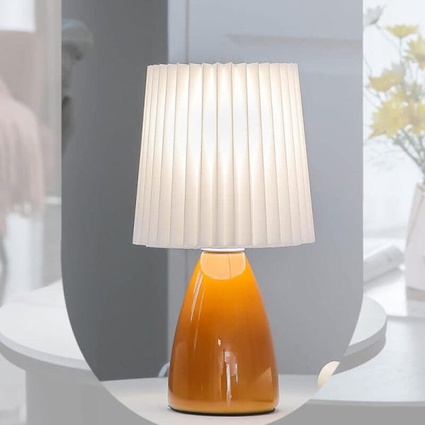Nordic Vintage Pleated Shade Glass Base 1-Light Table Lamp - Image 12