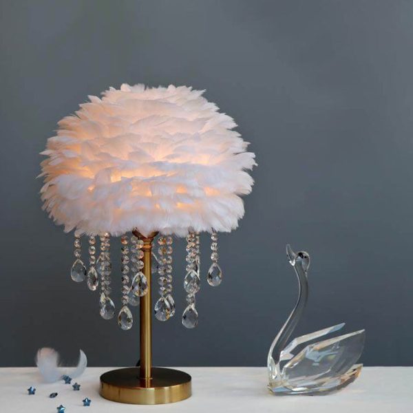 Nordic Creative Feather Round Crystal Tassel 1-Light Table Lamp - Image 15
