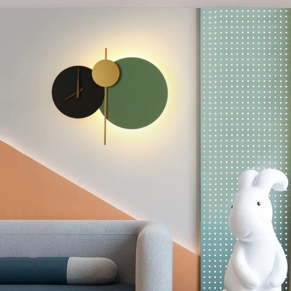 Modern Minimalist Round Iron Acrylic LED Clock Wall Sconce Lamp - Image 7