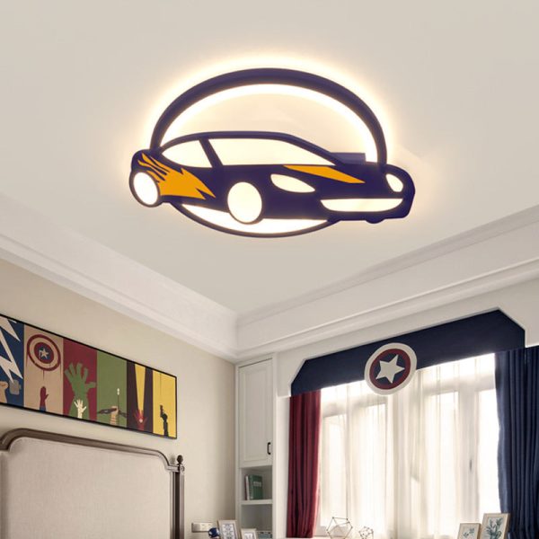 Contemporary Creative Iron Acrylic Cartoon Sports Car LED Kids Flush Mount Ceiling Light For Bedroom - Image 13
