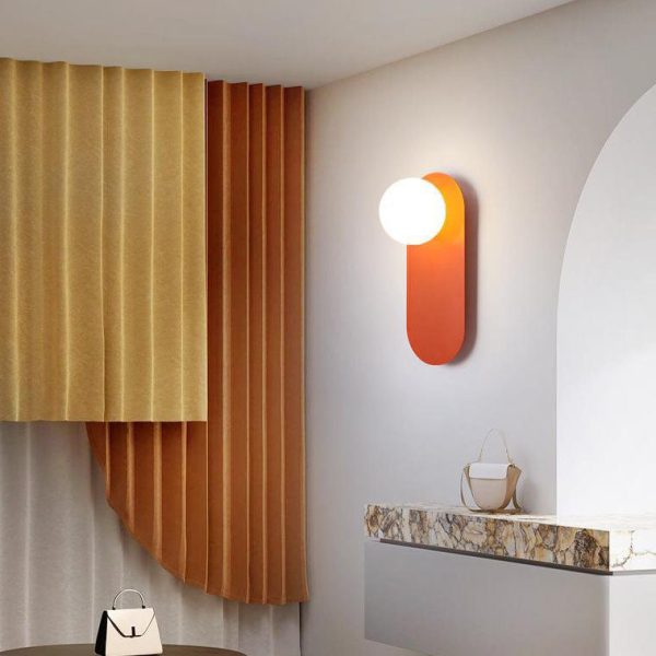 Nordic Minimalist Glass Orange Ring Base 1-Light Wall Sconce Lamp - Image 2