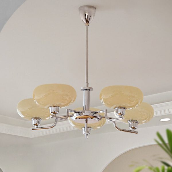 Nordic Vintage Milk White Glass Dome Chrome 3/5 Light Chandelier - Image 20