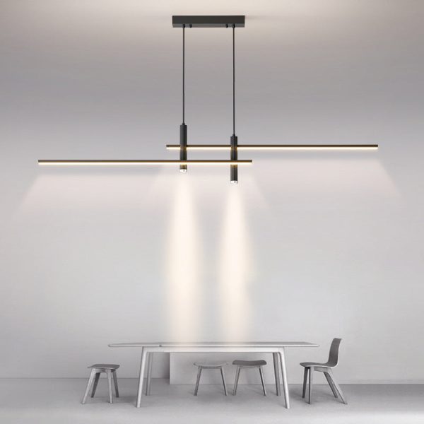 Modern Minimalist Geometric Line Combination LED Island Light Chandelier For Dining Room - Image 3