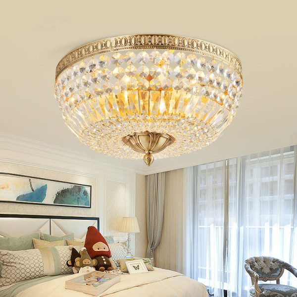 French Vintage Crystal Round 3/5/9 Light Flush Mount Ceiling Light - Image 3
