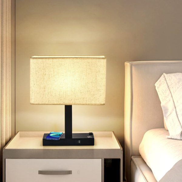 Modern Minimalist Rectangular Cloth Iron 1-Light Table Lamp For Living Room - Image 3