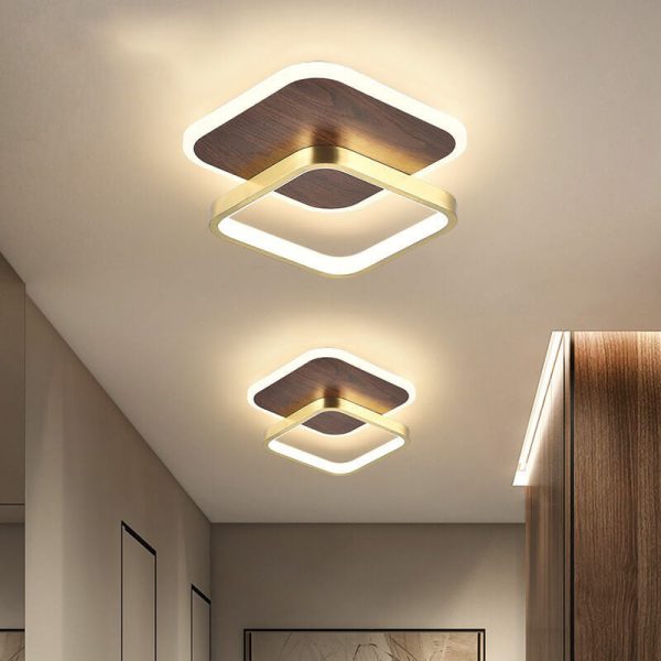 Modern Minimalist Aluminum Circular Square LED Semi-Flush Mount Ceiling Light - Image 4