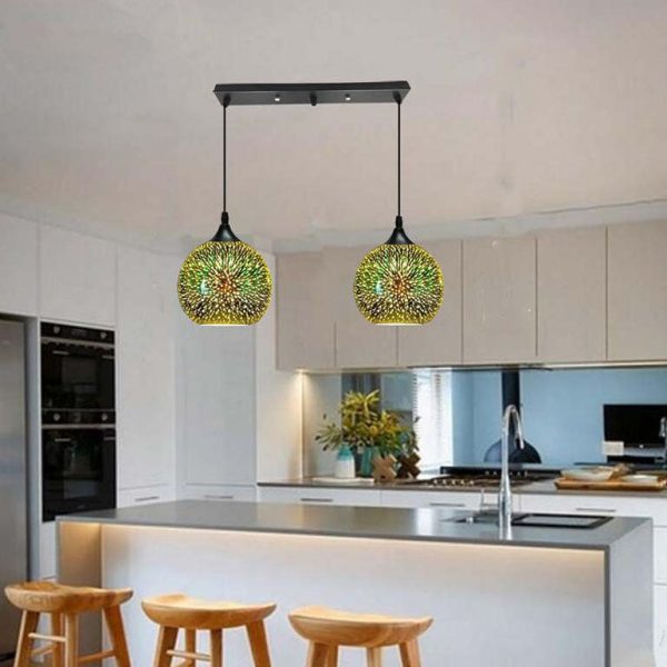 Modern Creative 3D Colorful Fireworks Glass Dome 2/3 Light Island Light Chandelier - Image 2
