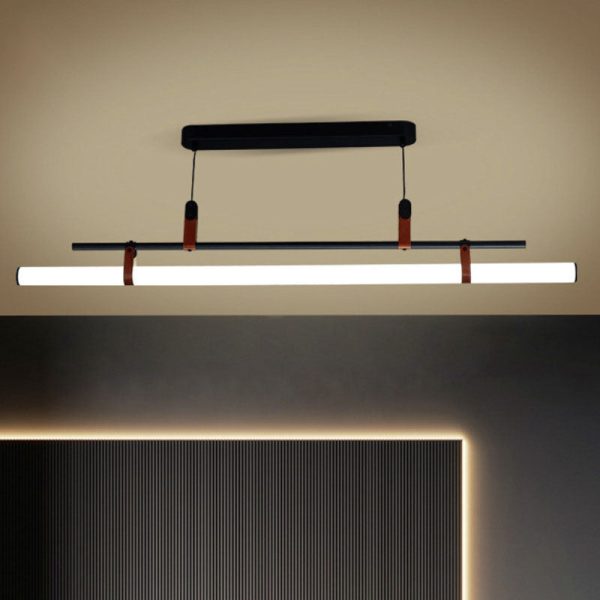 Nordic Minimalist Long Strip Leather LED Island Light Chandelier - Image 16