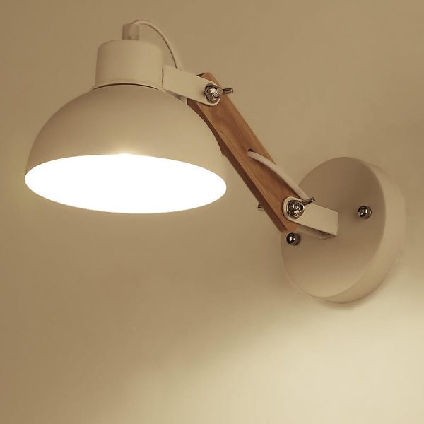 Modern Nordic Iron Semicircle Adjustable Wooden Lamp Arm 1-Light Wall Sconce Lamp - Image 3