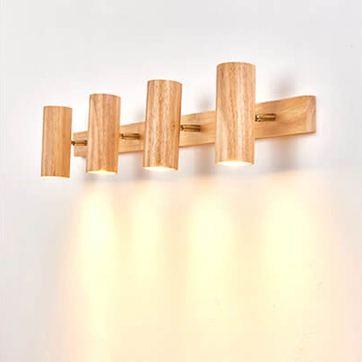 Modern Minimalist Wood Track Spotlight 1/2/3 Light Wall Sconce Lamp - Image 5