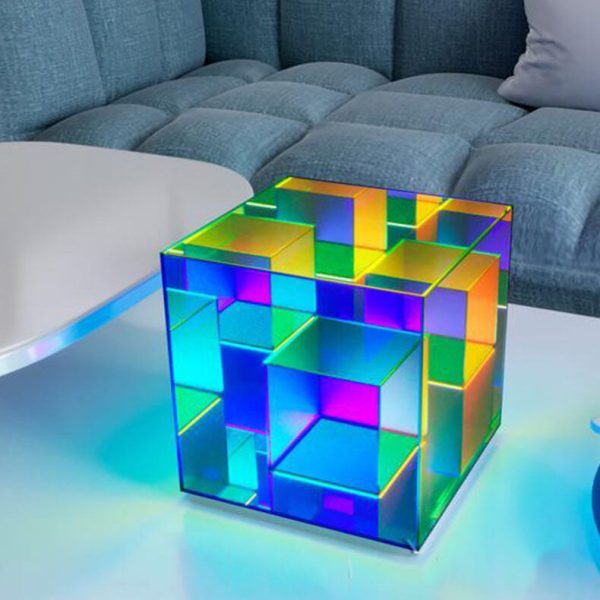 Modern Acrylic RGB Line Rubik's Cube LED Table Lamp - Image 14
