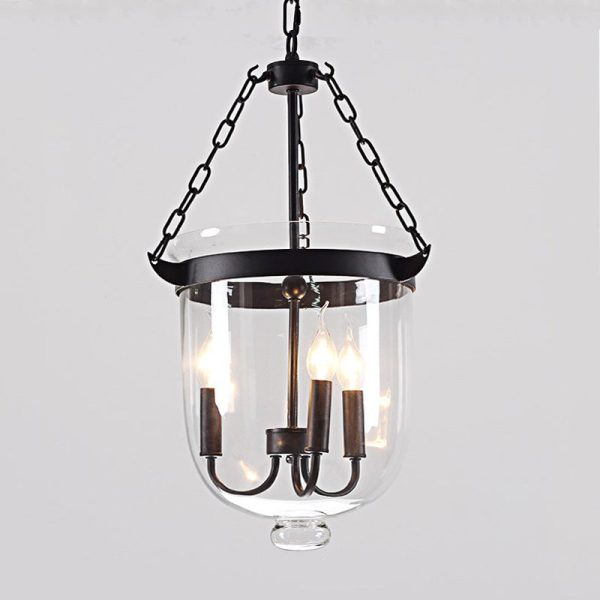 Traditional Rustic Round Glass Bucket Iron Candelabra 3-Light Chandelier For Living Room - Image 22