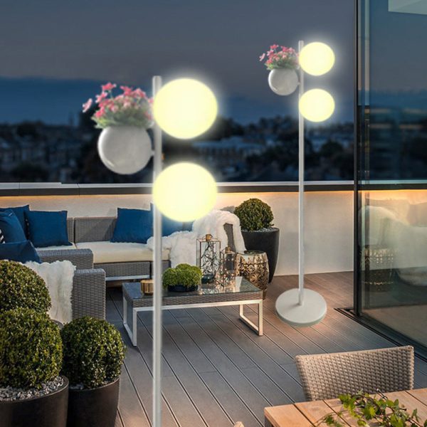 Contemporary Creative Flowerpot Decor PE Globe Shade LED Waterproof Standing Floor Lamp For Outdoor Patio - Image 3