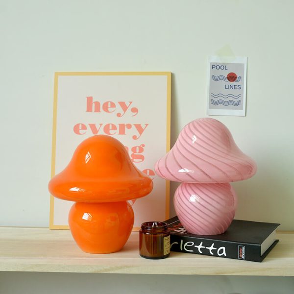 Modern Decorative Mushroom Striped Glass 1-Light Table Lamp - Image 7