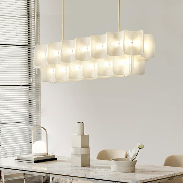 Modern Creative Round Rectangle Iron Aluminum PMMA LED Island Light Chandelier - Image 3