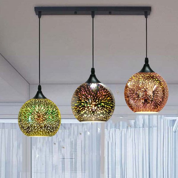 Modern Creative 3D Colorful Fireworks Glass Dome 2/3 Light Island Light Chandelier - Image 29