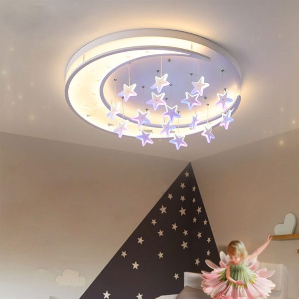 Modern Creative Star Hanging Round LED Flush Mount Ceiling Light - Image 5