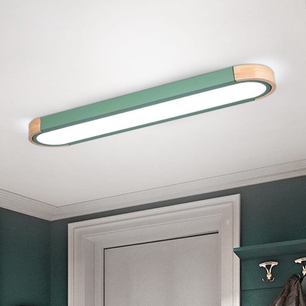 Contemporary Scandinavian Long Oval Iron Log Acrylic LED Flush Mount Ceiling Light For Bedroom - Image 13