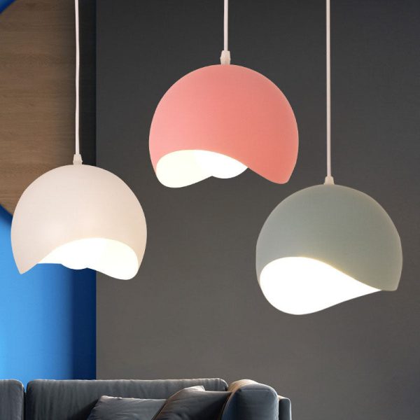Nordic Solid Color Aluminum Round Dome 1/3 Light Island Light Chandelier - Image 3
