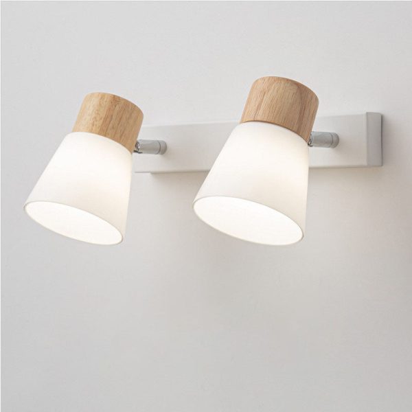 Modern Minimalist Horn Rubber Wood Iron Glass 1/2 Light Vanity Light Wall Sconce Lamp - Image 6