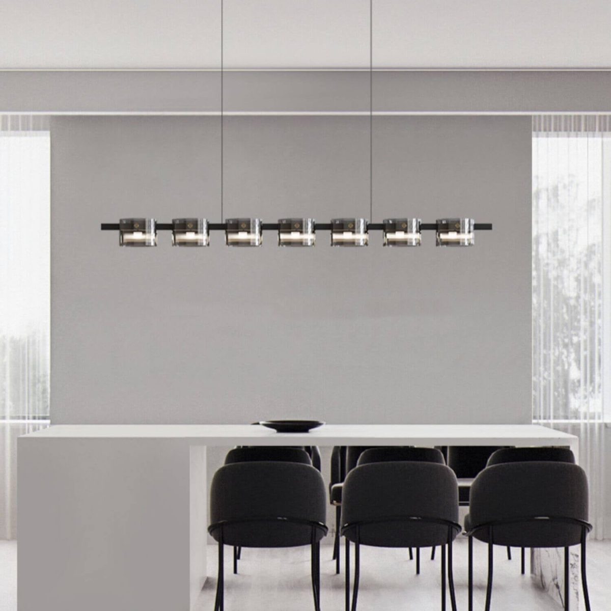 Modern Minimalist Glass Cylindrical Shade Bar LED Chandelier - Image 5