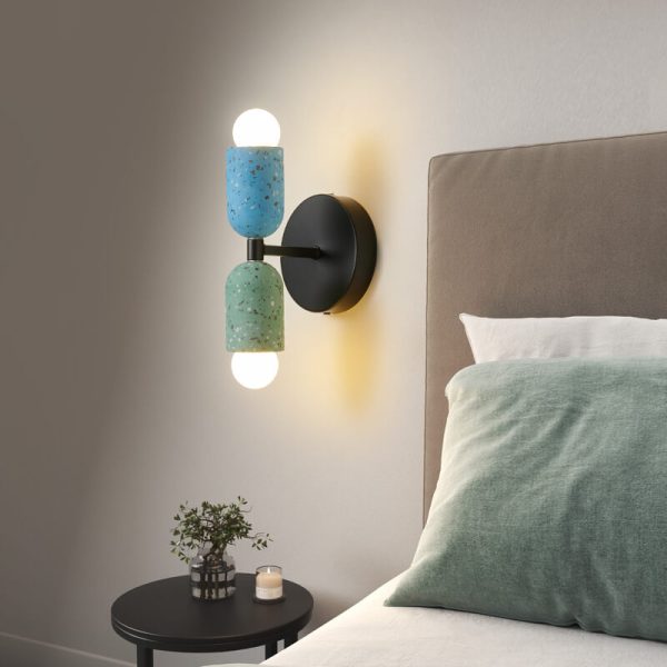 Modern Japanese Wabi-Sabi Iron Cement 2-Light Wall Sconce Lamp - Image 2