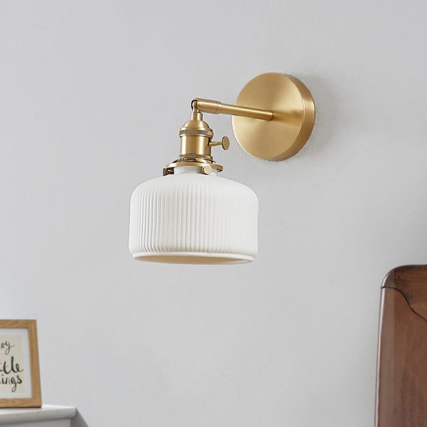 Modern Minimalist Striped Ceramic Jar 1-Light Wall Sconce Lamp - Image 5