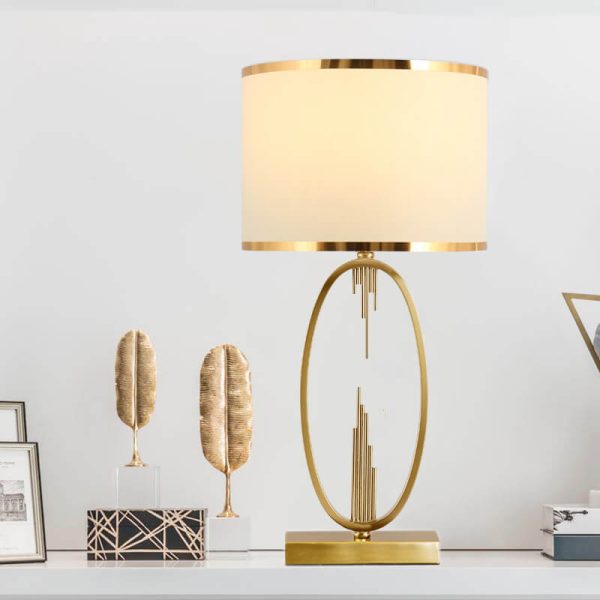 Modern Mid-Century Square Round Metal Fabric 1-Light Table Lamp For Bedroom - Image 10