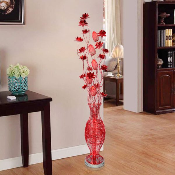 European Style Vase Flower Design Aluminum LED Standing Floor Lamp - Image 2