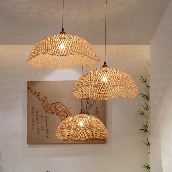 Modern Minimalist Weaving Bamboo Lanterns 3-Lights Chandelier
