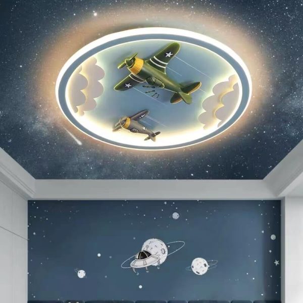 Modern Cartoon Resin Airplane Pegasus Acrylic Shade LED Kids Flush Mount Ceiling Light - Image 12