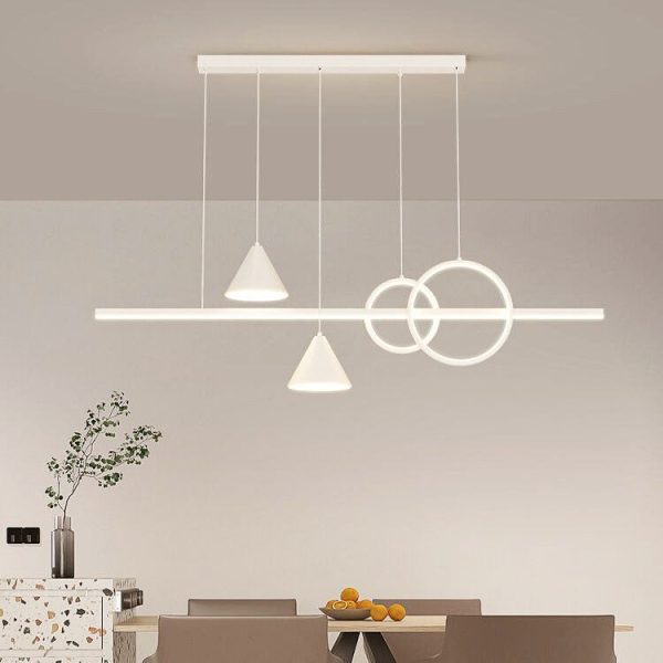 Modern Minimalist Strip Cone Circle Iron Acrylic LED Chandeliers Island Light For Dining Room - Image 15