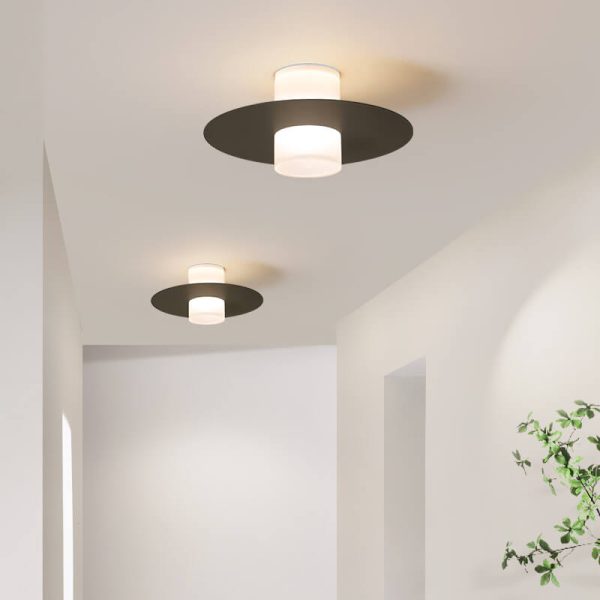 Modern Minimalist Cylindrical Disc Iron Acrylic LED Semi-Flush Mount Ceiling Light - Image 13
