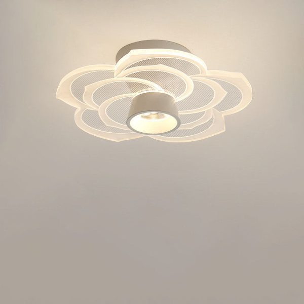 Modern Minimalist Round Rose Flower Iron Acrylic LED Flush Mount Ceiling Light For Living Room - Image 15