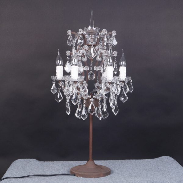 Vintage French Crystal Candelabra Rust 6-Light Table Lamp - Image 8