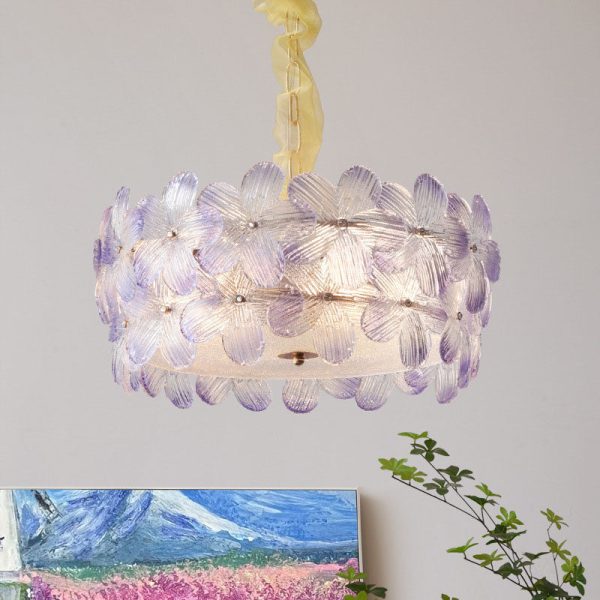 Modern Art Deco Cinquefoil Spherical Cylindrical Glass Iron 6/8 Light Chandelier For Living Room - Image 2
