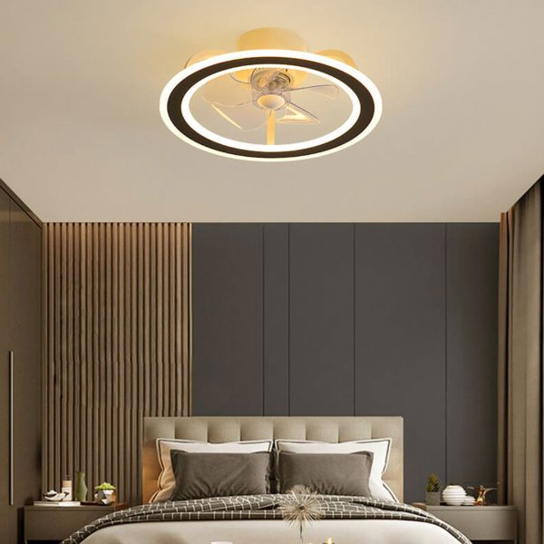 Nordic Creative Round LED Semi-Flush Mount Ceiling Fan Light - Image 16