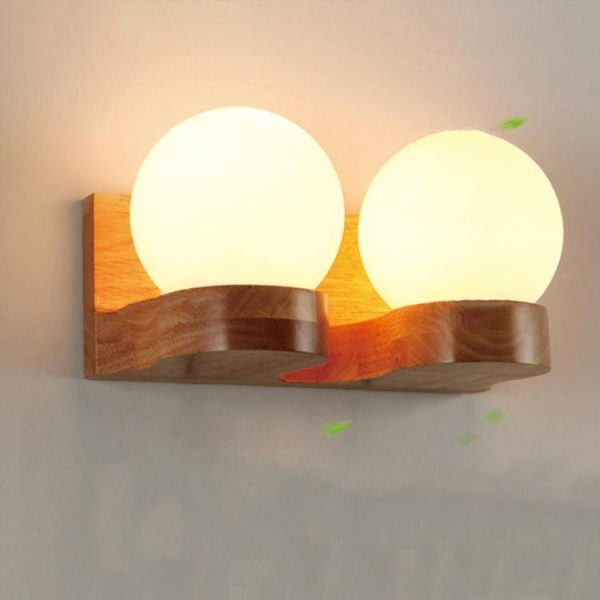 Nordic Modern Solid Wood Ball 1/2 Lights Wall Sconce Lamp - Image 8