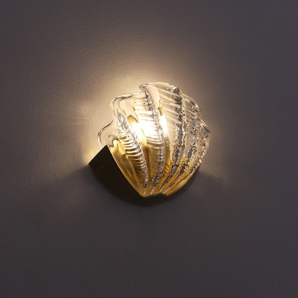 Modern Art Deco Shell Brass Glass 1-Light Wall Sconce Lamp For Living Room - Image 16