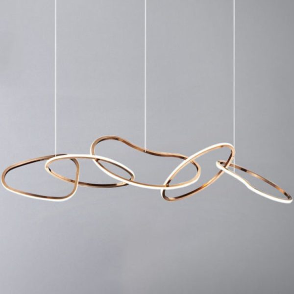Contemporary Nordic Stainless Steel Round Toroidal LED Chandeliers For Dining Room - Image 8