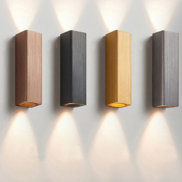 Nordic Minimalist Brushed Aluminum Rectangular Column LED Wall Sconce Lamp - Image 5