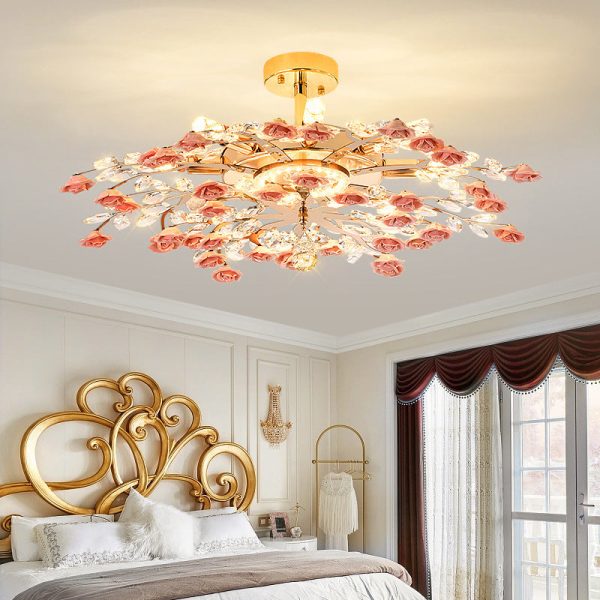 Modern Luxury Rose Iron Ceramic Crystal 6/7/8 Light Chandelier - Image 13