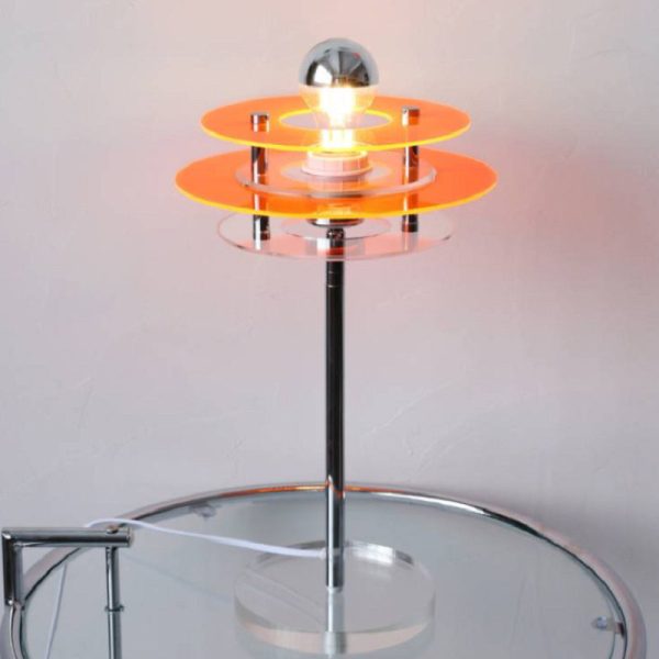 Modern Mid-Century Round Flying Saucer Iron Acrylic 1-Light Table Lamp For Bedroom - Image 7